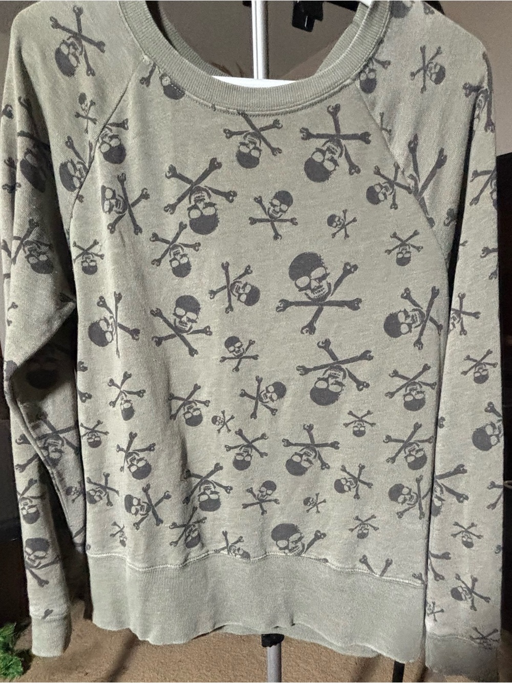 Grayson Threads Olive Green Skull-Print Crewneck Sweatshirt